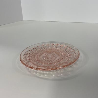 -208- GLASSWARE | Pink Holiday Buttons & Bows Jeanette Glass Co. | Cups & Saucers