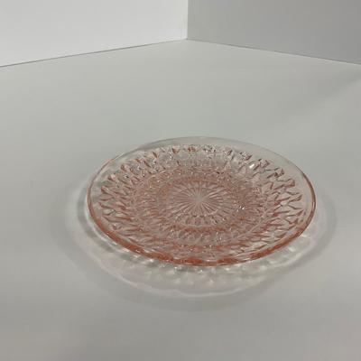-208- GLASSWARE | Pink Holiday Buttons & Bows Jeanette Glass Co. | Cups & Saucers