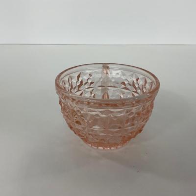 -208- GLASSWARE | Pink Holiday Buttons & Bows Jeanette Glass Co. | Cups & Saucers