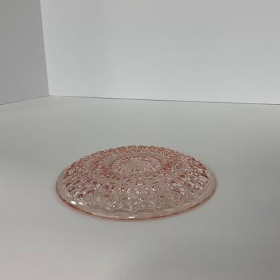 -208- GLASSWARE | Pink Holiday Buttons & Bows Jeanette Glass Co. | Cups & Saucers