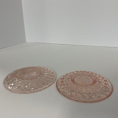 -208- GLASSWARE | Pink Holiday Buttons & Bows Jeanette Glass Co. | Cups & Saucers