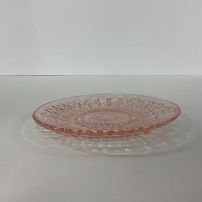 -208- GLASSWARE | Pink Holiday Buttons & Bows Jeanette Glass Co. | Cups & Saucers