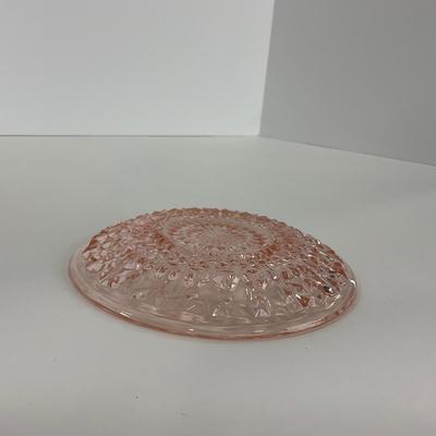-208- GLASSWARE | Pink Holiday Buttons & Bows Jeanette Glass Co. | Cups & Saucers