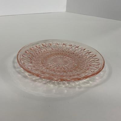 -208- GLASSWARE | Pink Holiday Buttons & Bows Jeanette Glass Co. | Cups & Saucers