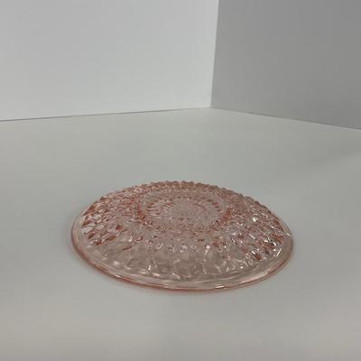 -208- GLASSWARE | Pink Holiday Buttons & Bows Jeanette Glass Co. | Cups & Saucers
