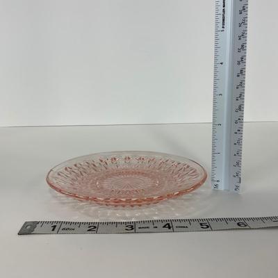 -208- GLASSWARE | Pink Holiday Buttons & Bows Jeanette Glass Co. | Cups & Saucers