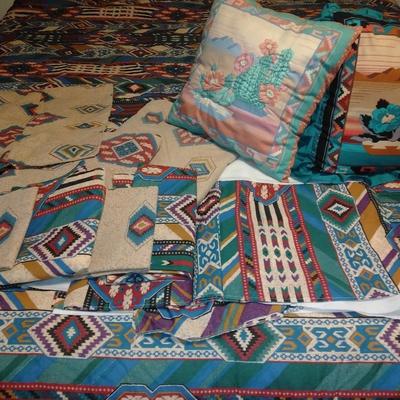 Southwestern Bed Set, Queen / King Comforter, Flat & fitted sheet, pillowcases, Throw pillows, and more