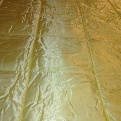 Yellow Comforter silk / satin 2 throw pillows, pillowcases and 1 flat sheet
