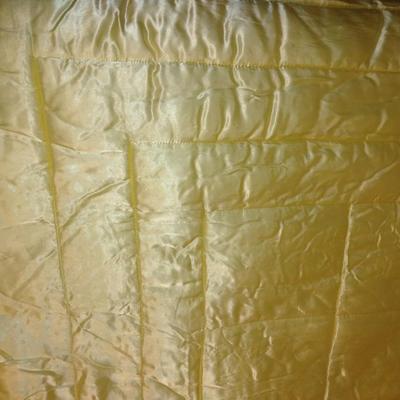 Yellow Comforter silk / satin 2 throw pillows, pillowcases and 1 flat sheet