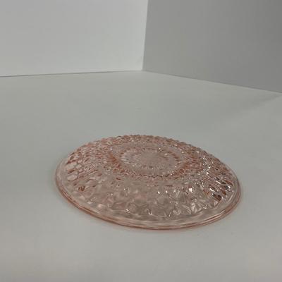 -209- GLASSWARE | Pink Holiday Buttons & Bows Jeanette Glass Co. | Cups & Saucers