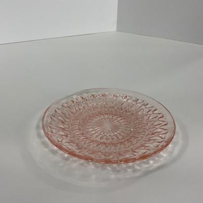 -209- GLASSWARE | Pink Holiday Buttons & Bows Jeanette Glass Co. | Cups & Saucers