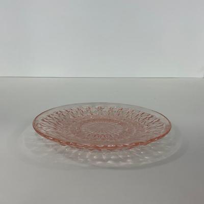 -209- GLASSWARE | Pink Holiday Buttons & Bows Jeanette Glass Co. | Cups & Saucers