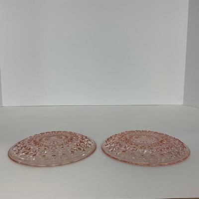 -209- GLASSWARE | Pink Holiday Buttons & Bows Jeanette Glass Co. | Cups & Saucers