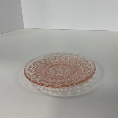 -209- GLASSWARE | Pink Holiday Buttons & Bows Jeanette Glass Co. | Cups & Saucers