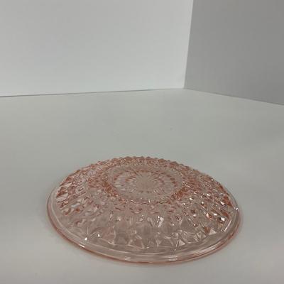-209- GLASSWARE | Pink Holiday Buttons & Bows Jeanette Glass Co. | Cups & Saucers