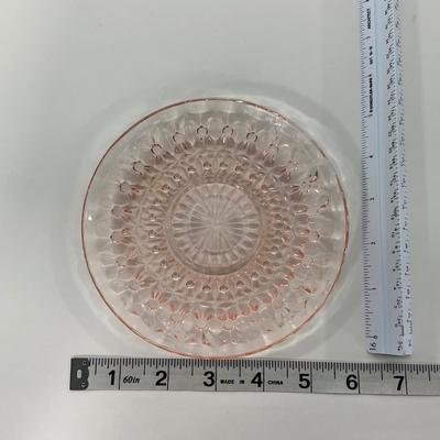 -209- GLASSWARE | Pink Holiday Buttons & Bows Jeanette Glass Co. | Cups & Saucers