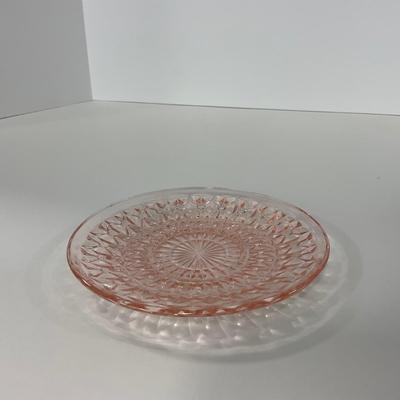 -209- GLASSWARE | Pink Holiday Buttons & Bows Jeanette Glass Co. | Cups & Saucers