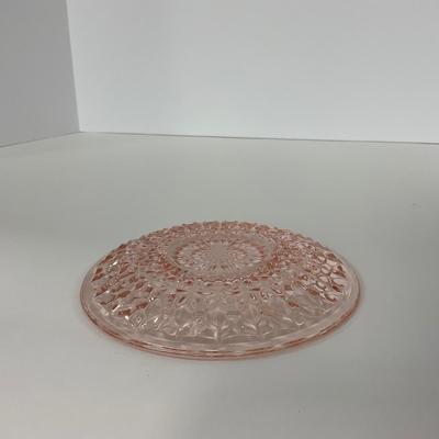 -209- GLASSWARE | Pink Holiday Buttons & Bows Jeanette Glass Co. | Cups & Saucers