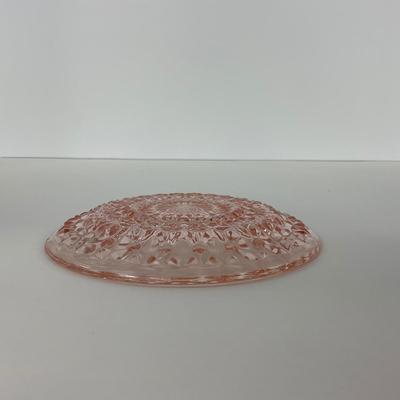 -209- GLASSWARE | Pink Holiday Buttons & Bows Jeanette Glass Co. | Cups & Saucers