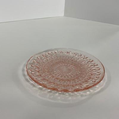 -209- GLASSWARE | Pink Holiday Buttons & Bows Jeanette Glass Co. | Cups & Saucers