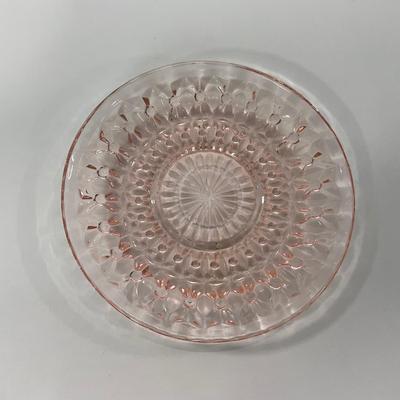 -209- GLASSWARE | Pink Holiday Buttons & Bows Jeanette Glass Co. | Cups & Saucers