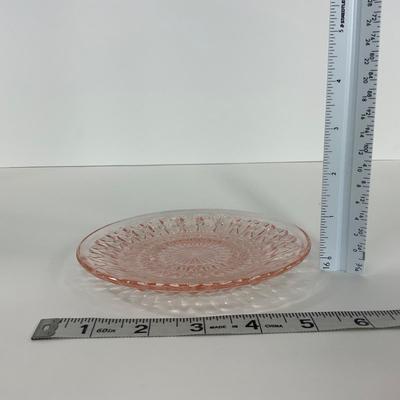 -209- GLASSWARE | Pink Holiday Buttons & Bows Jeanette Glass Co. | Cups & Saucers