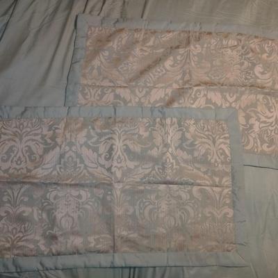 King sized Comforter, throw pillows, bed skirt, 4 valances, throw blanket and more