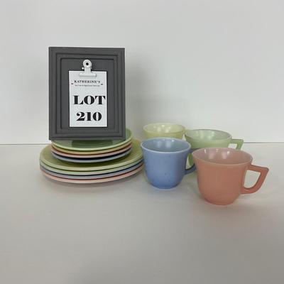 -210- GLASSWARE | Pastel Childrenâ€™s Set | Cups, Saucers, & Plates