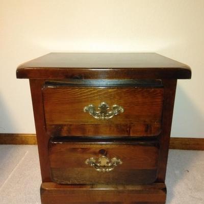 Solid wood two drawer nightstand