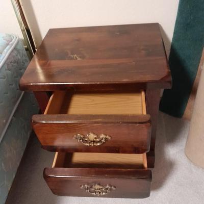 Solid wood two drawer nightstand