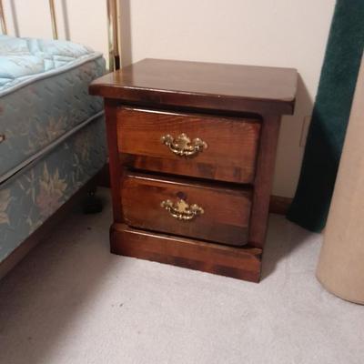 Solid wood two drawer nightstand