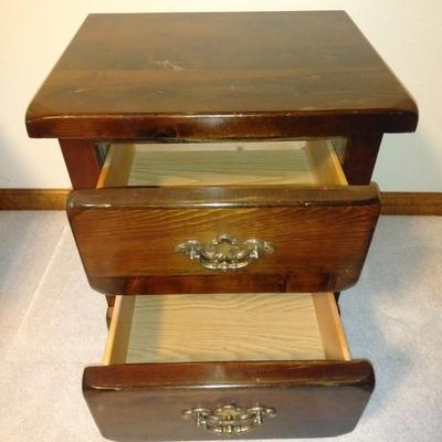 Solid wood two drawer nightstand