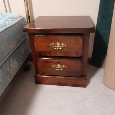 Solid wood two drawer nightstand