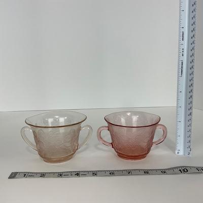 -211- GLASSWARE | Pink Dogwood MacBeth Evans Co. | Sugars & Tray