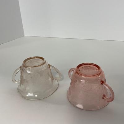 -211- GLASSWARE | Pink Dogwood MacBeth Evans Co. | Sugars & Tray