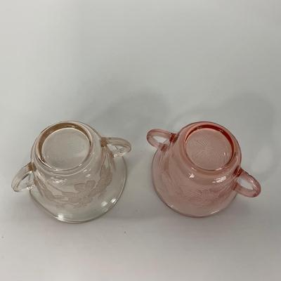 -211- GLASSWARE | Pink Dogwood MacBeth Evans Co. | Sugars & Tray