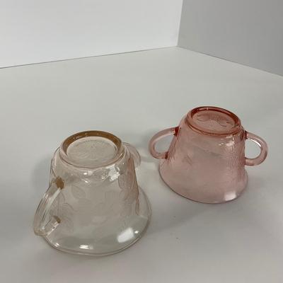 -211- GLASSWARE | Pink Dogwood MacBeth Evans Co. | Sugars & Tray