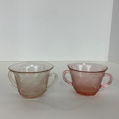 -211- GLASSWARE | Pink Dogwood MacBeth Evans Co. | Sugars & Tray