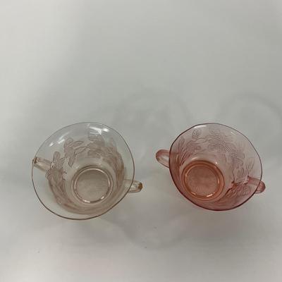 -211- GLASSWARE | Pink Dogwood MacBeth Evans Co. | Sugars & Tray