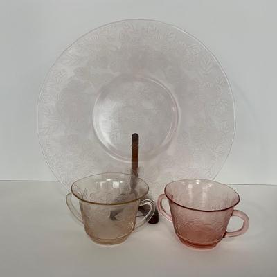 -211- GLASSWARE | Pink Dogwood MacBeth Evans Co. | Sugars & Tray