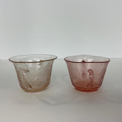 -211- GLASSWARE | Pink Dogwood MacBeth Evans Co. | Sugars & Tray
