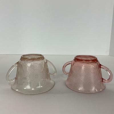 -211- GLASSWARE | Pink Dogwood MacBeth Evans Co. | Sugars & Tray
