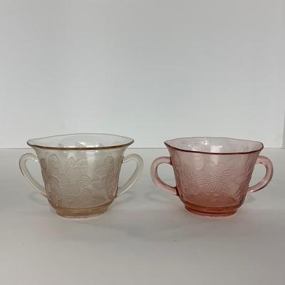 -211- GLASSWARE | Pink Dogwood MacBeth Evans Co. | Sugars & Tray