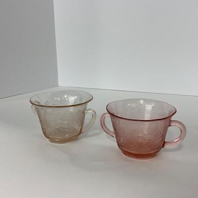 -211- GLASSWARE | Pink Dogwood MacBeth Evans Co. | Sugars & Tray