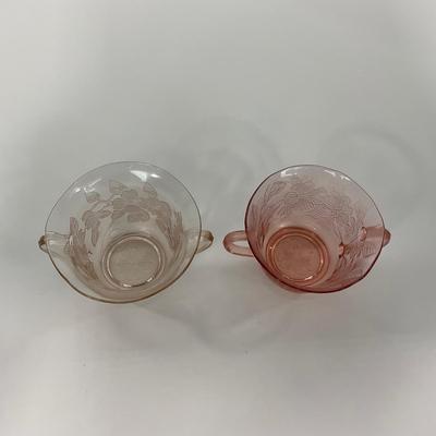 -211- GLASSWARE | Pink Dogwood MacBeth Evans Co. | Sugars & Tray