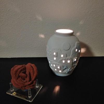 Southwestern style nightlight vase and Oklahoma Rose Rock