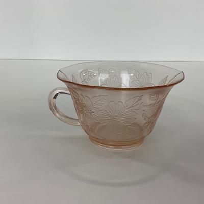 -213- GLASSWARE | Pink Dogwood Macbeth Evans Co. | Cups & Saucers
