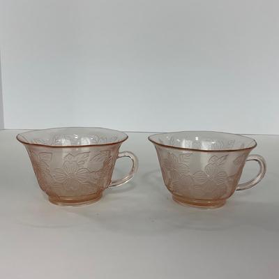 -213- GLASSWARE | Pink Dogwood Macbeth Evans Co. | Cups & Saucers