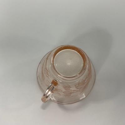-213- GLASSWARE | Pink Dogwood Macbeth Evans Co. | Cups & Saucers