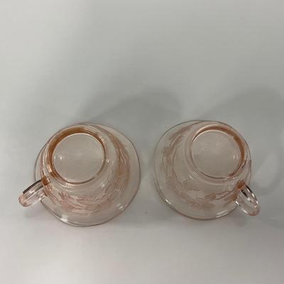 -213- GLASSWARE | Pink Dogwood Macbeth Evans Co. | Cups & Saucers